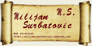 Milijan Šurbatović vizit kartica